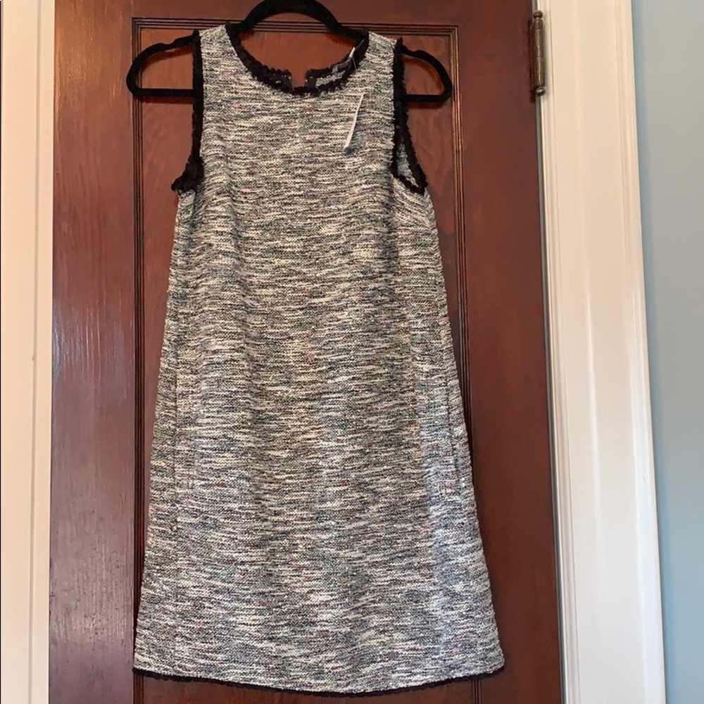 Ann Taylor Loft Black & White Tweed Shift Dress